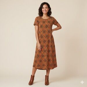 LuLaRoe Vibrant Orange Midi Dress